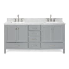 Cambridge 73" Free Standing Double Basin Vanity Set with Hardwood Cabinet and Marble Vanity Top