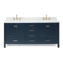 Cambridge 73" Free Standing Double Basin Vanity Set with Wood Cabinet, Marble Vanity Top, and Rectangular Bathroom Sink