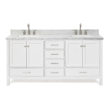 Cambridge 73" Free Standing Double Basin Vanity Set with Hardwood Cabinet, Marble Vanity Top, and Rectangular Sink