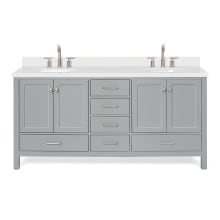 Cambridge 73" Free Standing Double Basin Vanity Set with Cabinet, Quartz Vanity Top, and Oval Bathroom Sink