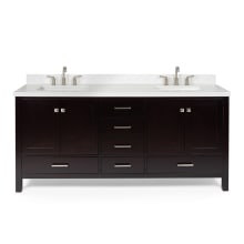 Cambridge 73" Free Standing Double Basin Vanity Set with Cabinet, Quartz Vanity Top, and Rectangular Sink