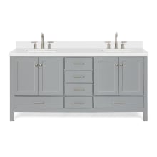 Cambridge 73" Free Standing Double Basin Vanity Set with Cabinet, Quartz Vanity Top, and Rectangular Sink