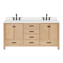 Cambridge 73" Free Standing Double Basin Vanity Set with Cabinet, Quartz Vanity Top, and Rectangular Sink