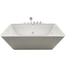 Catania 68" Free Standing Acrylic, Fiberglass Whirlpool Tub with Center Drain, Drain Assembly, and Overflow - Includes Deck Mounted Tub Filler