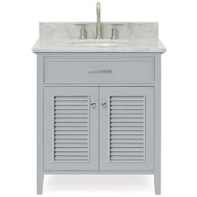 Kensington 31" Free Standing Single Oval Basin Vanity Set with Cabinet and 3/4" Thick Carrara Marble Vanity Top