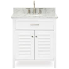 Kensington 31" Free Standing Single Oval Basin Vanity Set with Cabinet and 3/4" Thick Carrara Marble Vanity Top