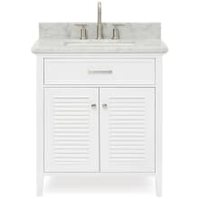 Kensington 31" Free Standing Single Rectangular Basin Vanity Set with Cabinet and Carrara Marble Vanity Top