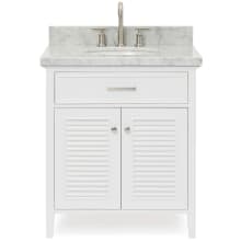 Kensington 31" Free Standing Single Oval Basin Vanity Set with Cabinet and 1-1/2" Thick Carrara Marble Vanity Top