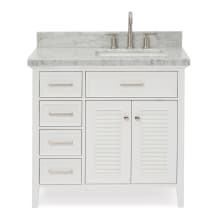 Kensington 37" Free Standing Single Basin Vanity Set with Wood Cabinet and Marble Vanity Top