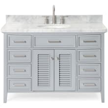 Kensington 49" Free Standing Single Oval Basin Vanity Set with Cabinet and 1-1/2" Thick Carrara Marble Vanity Top