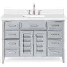Kensington 49" Free Standing Single Rectangular Basin Vanity Set with Cabinet and 1-1/2" Thick White Quartz Vanity Top