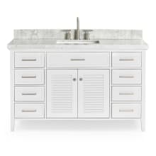 Kensington 55" Free Standing Single Basin Vanity Set with Wood Cabinet and Marble Vanity Top