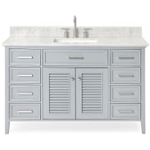 Kensington 55" Free Standing Single Rectangular Basin Vanity Set with Cabinet and 3/4" Thick Carrara Marble Vanity Top