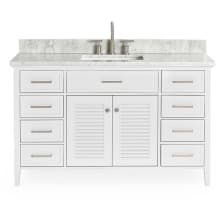 Kensington 55" Free Standing Single Rectangular Basin Vanity Set with Cabinet and 3/4" Thick Carrara Marble Vanity Top