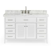 Kensington 55" Free Standing Single Oval Basin Vanity Set with Cabinet and 1-1/2" Thick Carrara Marble Vanity Top
