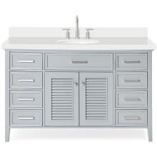 Kensington 55" Free Standing Single Oval Basin Vanity Set with Cabinet and 1-1/2" Thick White Quartz Vanity Top