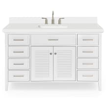 Kensington 55" Free Standing Single Rectangular Basin Vanity Set with Cabinet and 1-1/2" Thick White Quartz Vanity Top