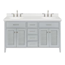Kensington 60" Free Standing Double Basin Vanity Set with Cabinet and Quartz Vanity Top