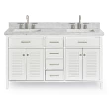 Kensington 61" Free Standing Double Basin Vanity Set with Wood Cabinet and Marble Vanity Top