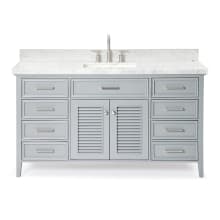 Kensington 61" Free Standing Single Basin Vanity Set with Wood Cabinet and Marble Vanity Top