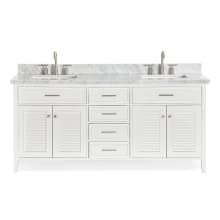Kensington 73" Free Standing Double Basin Vanity Set with Wood Cabinet and Marble Vanity Top