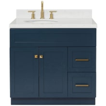 Hamlet 36" Free Standing Single Basin Vanity Set with Cabinet, Quartz Vanity Top, and Left Offset Oval Bathroom Sink