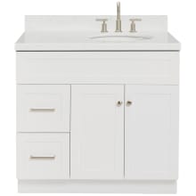 Hamlet 36" Free Standing Single Basin Vanity Set with Cabinet, Quartz Vanity Top, and Right Offset Oval Bathroom Sink