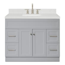 Hamlet 42" Free Standing Single Basin Vanity Set with Cabinet, Quartz Vanity Top, and Rectangular Bathroom Sink