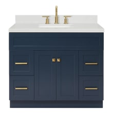 Hamlet 42" Free Standing Single Basin Vanity Set with Cabinet, Quartz Vanity Top, and Rectangular Bathroom Sink