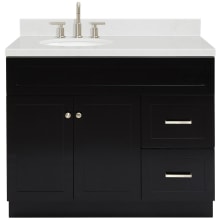Hamlet 42" Free Standing Single Basin Vanity Set with Cabinet, Quartz Vanity Top, and Left Offset Oval Bathroom Sink