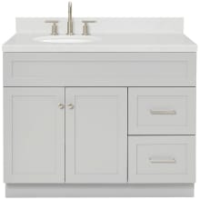 Hamlet 43" Free Standing Single Basin Vanity Set with Cabinet, Quartz Vanity Top, and Left Offset Oval Bathroom Sink