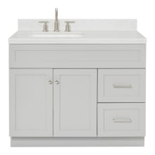 Hamlet 42" Free Standing Single Basin Vanity Set with Cabinet, Quartz Vanity Top, and Left Offset Rectangular Bathroom Sink