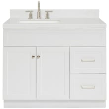 Hamlet 42" Free Standing Single Basin Vanity Set with Cabinet, Quartz Vanity Top, and Left Offset Rectangular Bathroom Sink