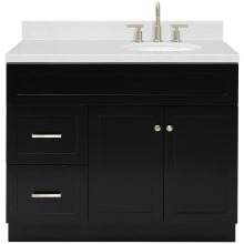 Hamlet 43" Free Standing Single Basin Vanity Set with Cabinet, Quartz Vanity Top, and Right Offset Oval Bathroom Sink