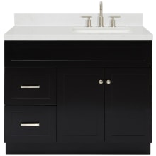 Hamlet 42" Free Standing Single Basin Vanity Set with Cabinet, Quartz Vanity Top, and Right Offset Rectangular Bathroom Sink