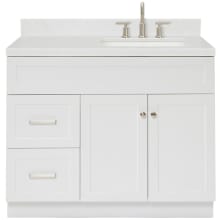 Hamlet 42" Free Standing Single Basin Vanity Set with Cabinet, Quartz Vanity Top, and Right Offset Rectangular Bathroom Sink