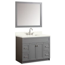Hamlet 43" Free Standing Single Basin Vanity Set with Hardwood Cabinet, Quartz Vanity Top, and Mirror