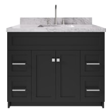 Hamlet 43" Free Standing Single Basin Vanity Set with Cabinet and 1-1/2" Thick Carrara Marble Vanity Top