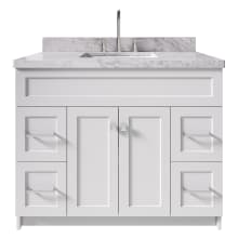 Hamlet 43" Free Standing Single Basin Vanity Set with Cabinet and 1-1/2" Thick Carrara Marble Vanity Top
