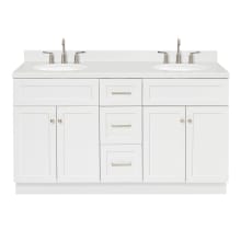 Hamlet 60" Free Standing Double Basin Vanity Set with Cabinet, Quartz Vanity Top, and Oval Bathroom Sinks