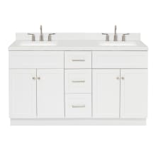 Hamlet 60" Free Standing Double Basin Vanity Set with Cabinet, Quartz Vanity Top, and Rectangular Bathroom Sinks