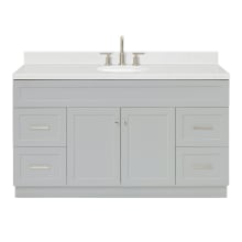 Hamlet 60" Free Standing Single Basin Vanity Set with Cabinet, Quartz Vanity Top, and Oval Bathroom Sink