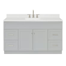 Hamlet 60" Free Standing Single Basin Vanity Set with Cabinet, Quartz Vanity Top, and Rectangular Bathroom Sink