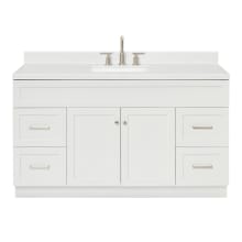 Hamlet 60" Free Standing Single Basin Vanity Set with Cabinet, Quartz Vanity Top, and Rectangular Bathroom Sink