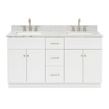 Hamlet 61" Free Standing Double Basin Vanity Set with Cabinet and Marble Vanity Top