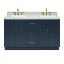 Hamlet 61" Free Standing Double Basin Vanity Set with Cabinet and Marble Vanity Top