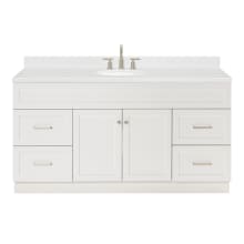 Hamlet 66" Free Standing Single Basin Vanity Set with Cabinet, Quartz Vanity Top, and Oval Bathroom Sink
