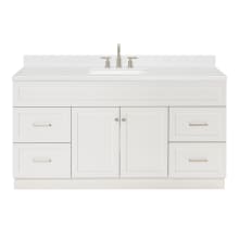 Hamlet 66" Free Standing Single Basin Vanity Set with Cabinet, Quartz Vanity Top, and Rectangular Bathroom Sink