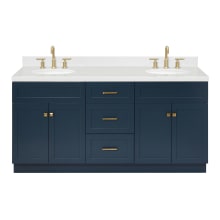 Hamlet 72" Free Standing Double Basin Vanity Set with Cabinet, Quartz Vanity Top, and Oval Bathroom Sinks