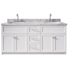 Hamlet 73" Free Standing Double Basin Vanity Set with Cabinet and Marble Vanity Top